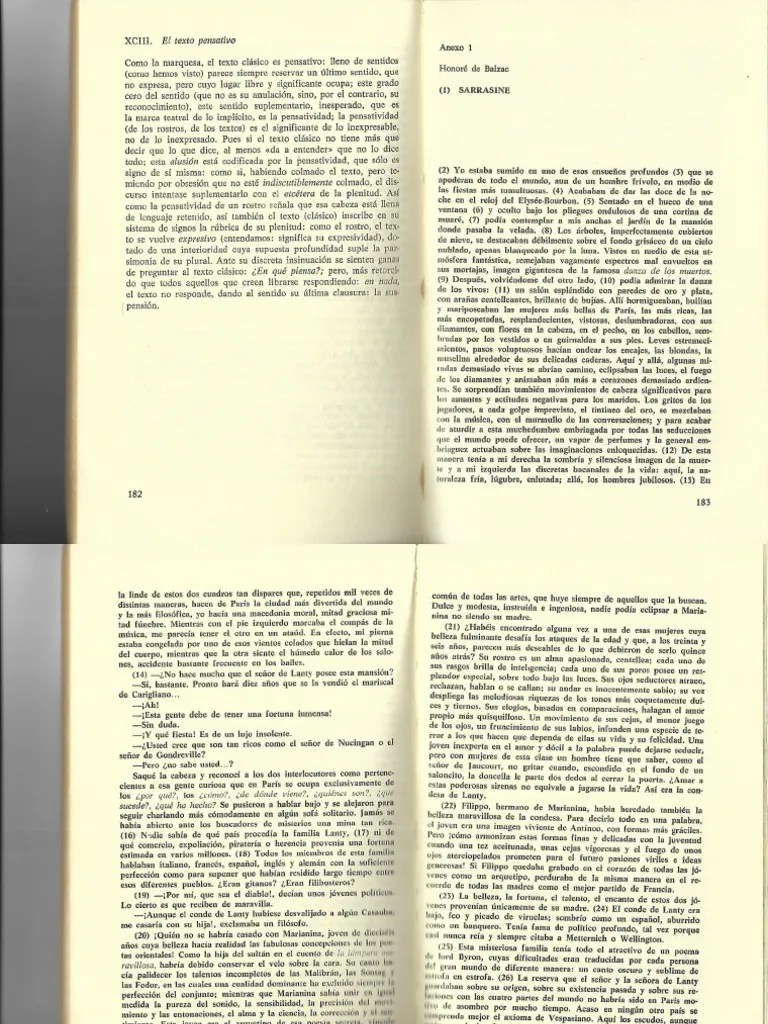 Relato Sarrasine de Balzac PDF PDF