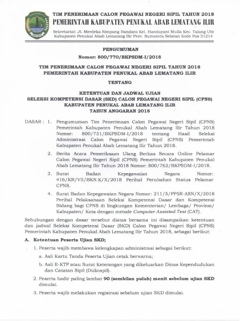 Pengumuman Ujian SKD | PDF