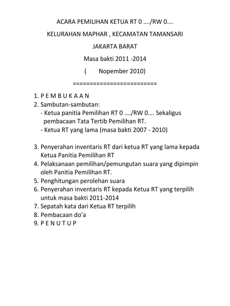 Sambutan Pertemuan Rt