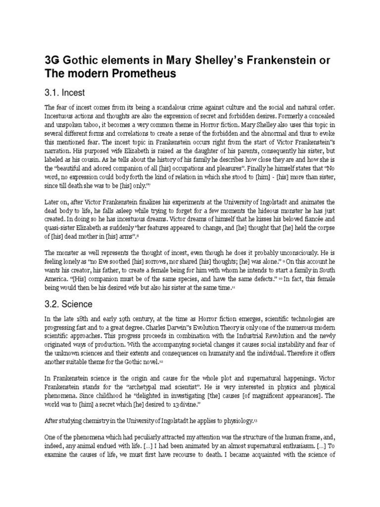 3Ǥ Gothic Elements in Mary Shelley PDF Frankenstein