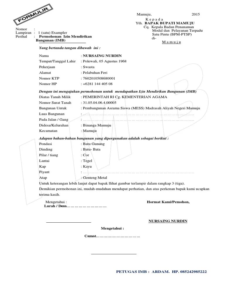 Contoh Permohonan Imb | PDF