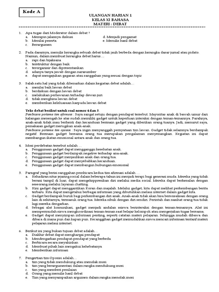 Soal Debat A | PDF