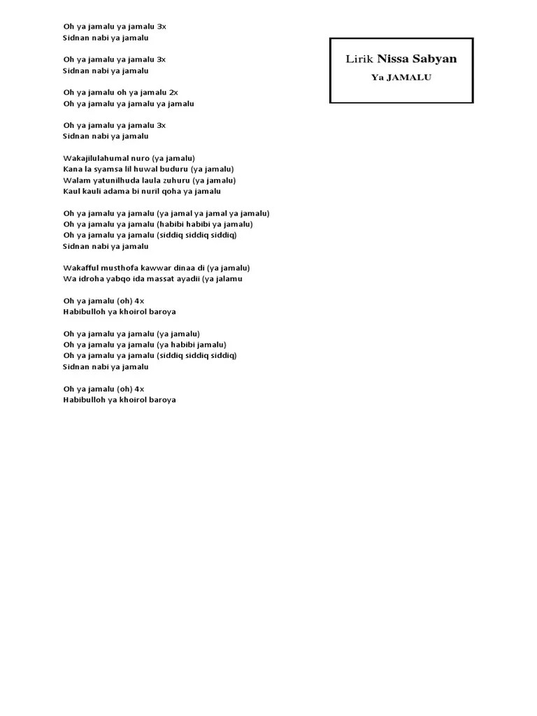 Lirik Lagu Ya Rahman Nissa Sabyan – Sekali