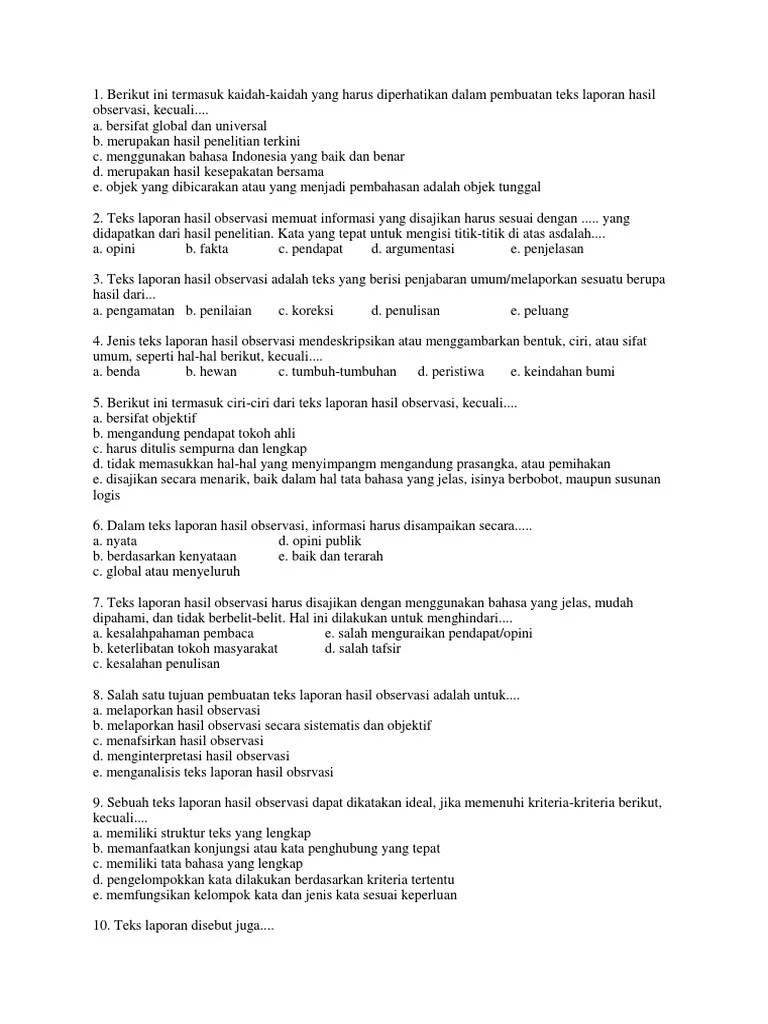 Salah Satu Tujuan Pembuatan Teks Laporan Hasil Observasi Adalah – Sedang