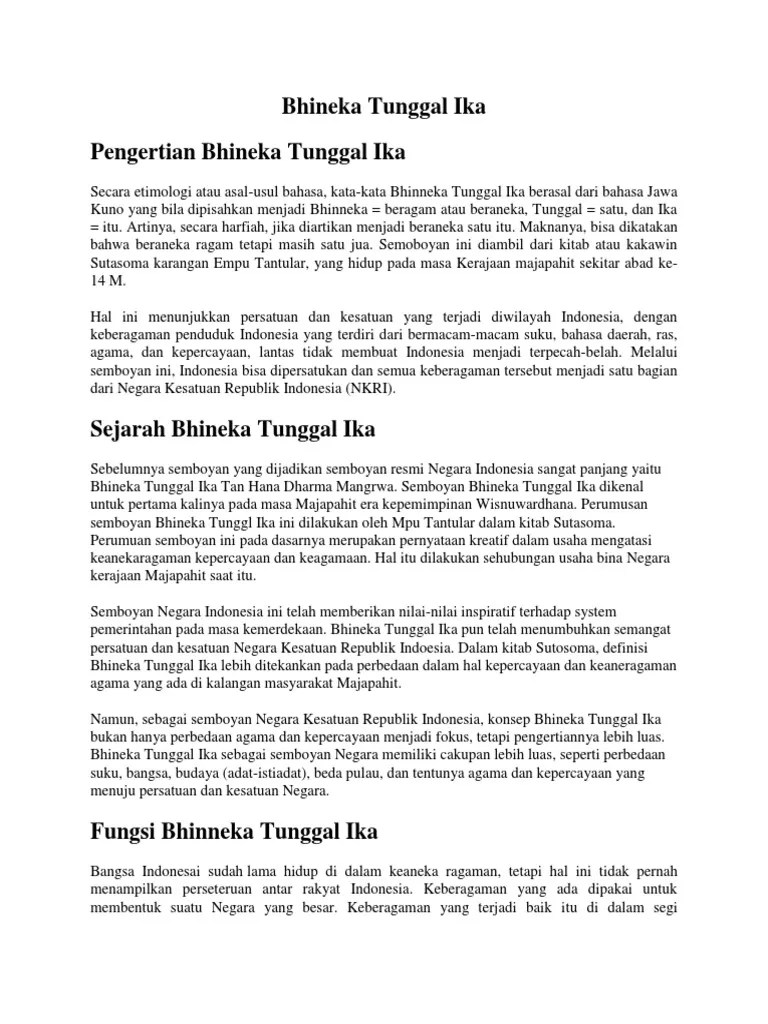 Arti Dari Kata Bhinneka Adalah