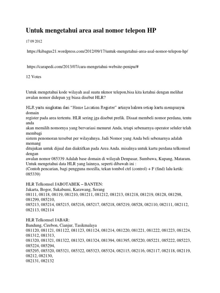 Cek Nmor Telepon | PDF