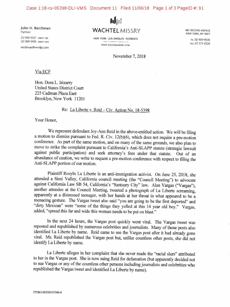 11718 Letter to Judge Irizarry Requesting PreMotion Conference