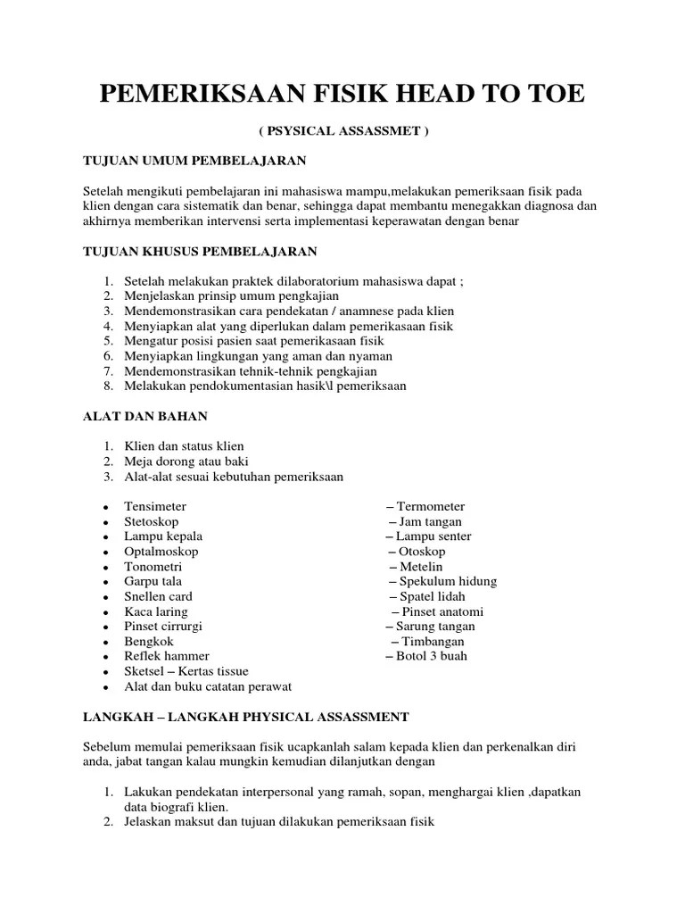 Panduan Pemeriksaan Fisik Head To Toe | PDF