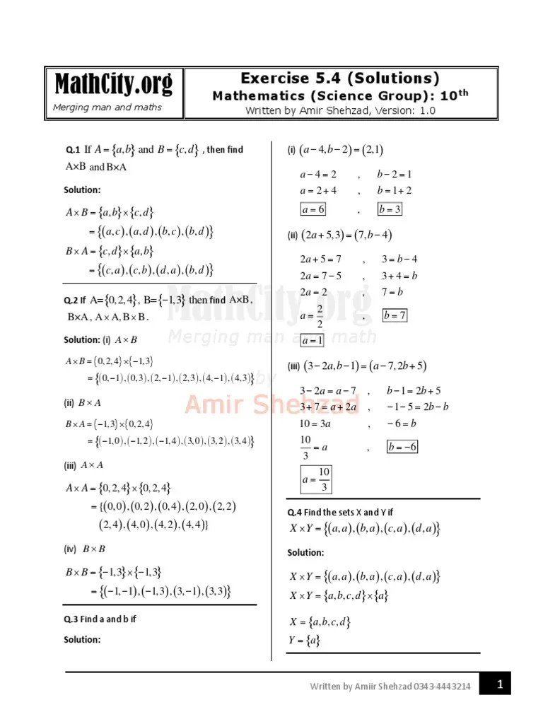 Important Notes of 10th Class Math Exercise 5.4 Educational