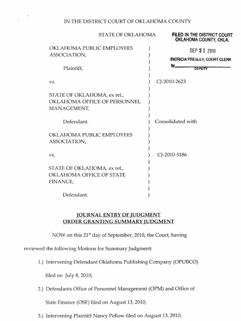 Journal Entry of Judgment PDF Summary Judgment Discovery (Law)