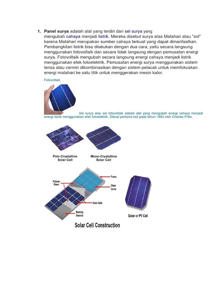 Alat Yang Mengubah Energi Panas Matahari Menjadi Listrik Disebut - Sebutkan  Mendetail
