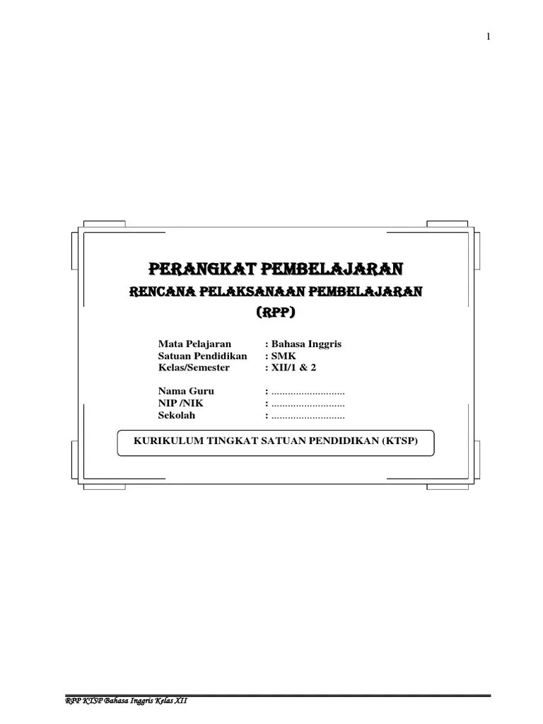 RPP Bahasa Inggris KTSP SMK Kelas XII.docx Komunikasi Manusia