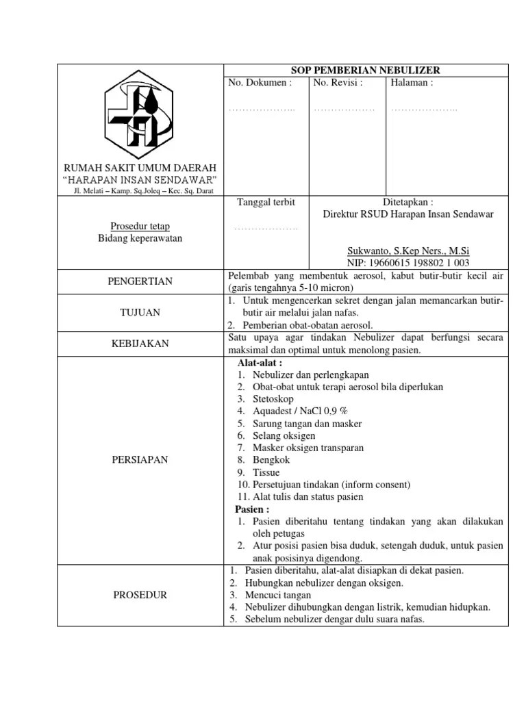 Sop Pemberian Nebulizer