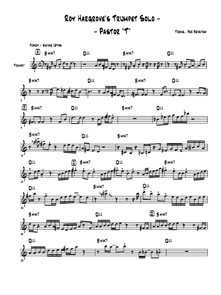 Pastor T Roy Hargrove Solo Transcription