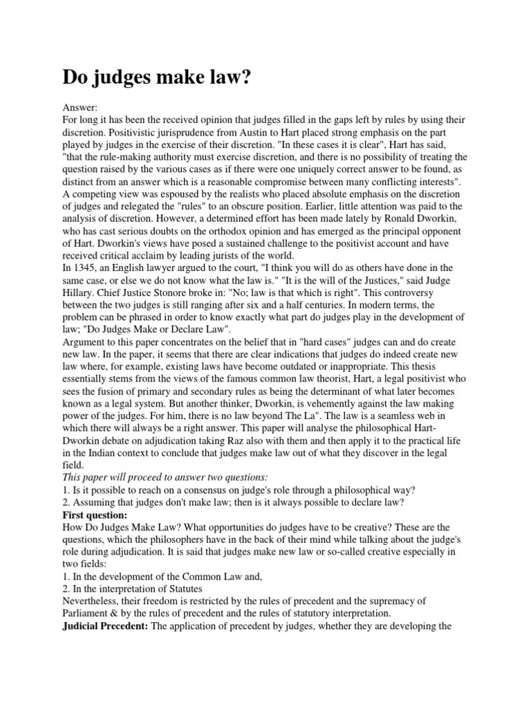 Do Judges Make Law Precedent Jurisprudence