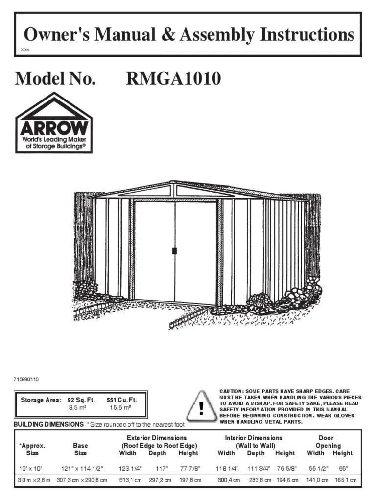 Metal Shed Assembly Instructions PDF Framing (Construction) Screw