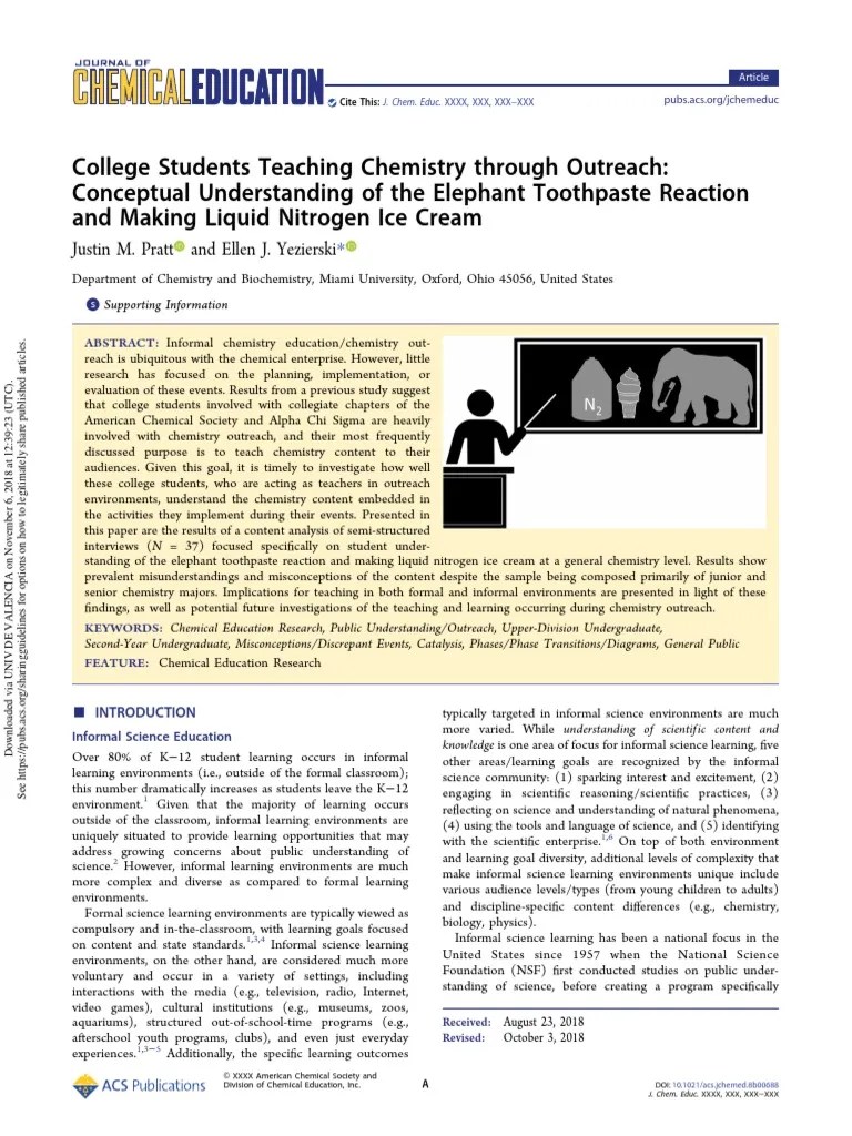 College Students Teaching Chemistry Through Outreach Conceptual