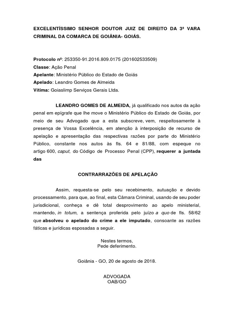 CONTRARRAZÕES APELAÇÃO