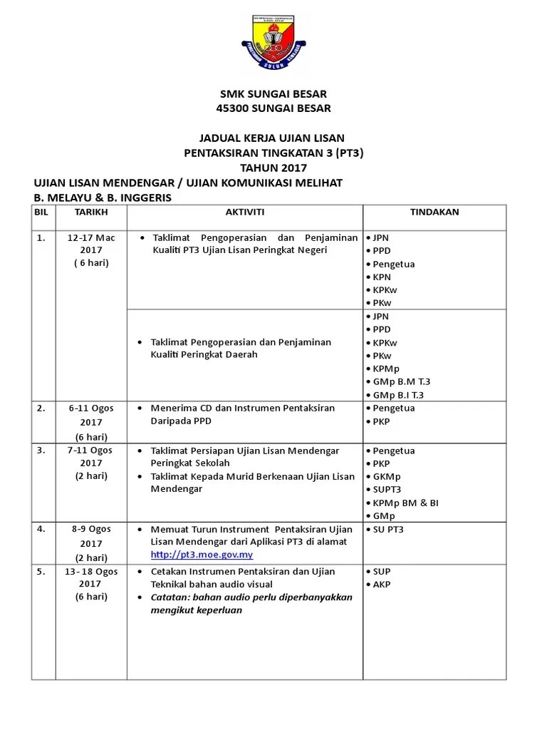 Ujian Lisan Bahasa Inggeris Pt3 2017