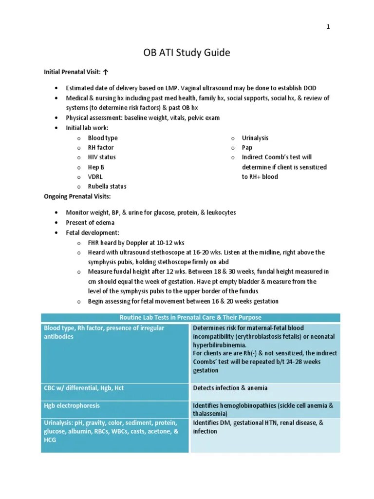 ATI OB Study guide.pdf Pregnancy Fetus