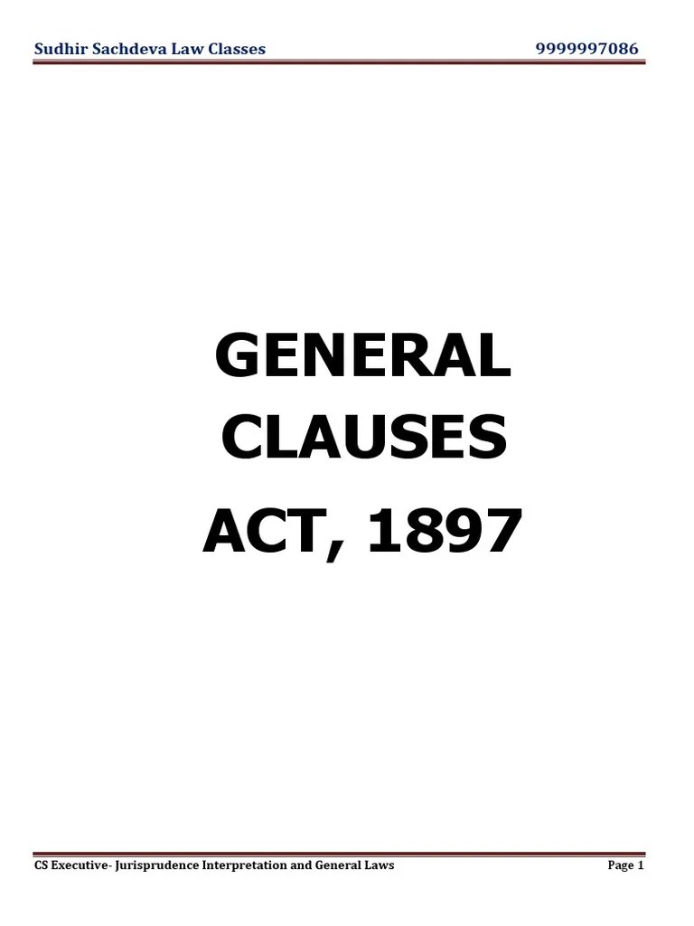 General Clauses Act 1897 CA CS CMA CLASSES PDF Act Of Parliament