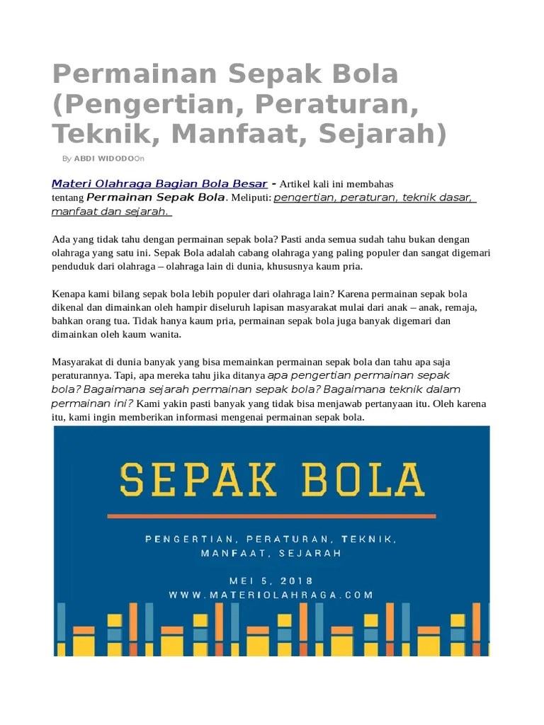 Materi Lengkap Permainan Sepak Bola | PDF