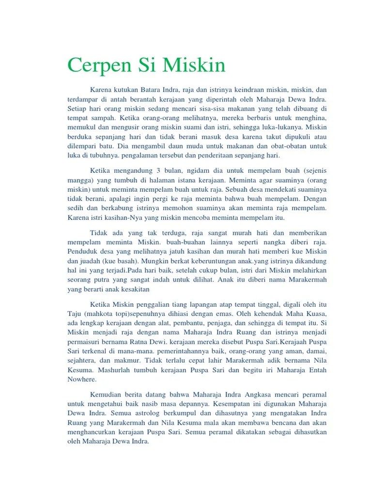 Cerpen Si Miskin - Revisi Id