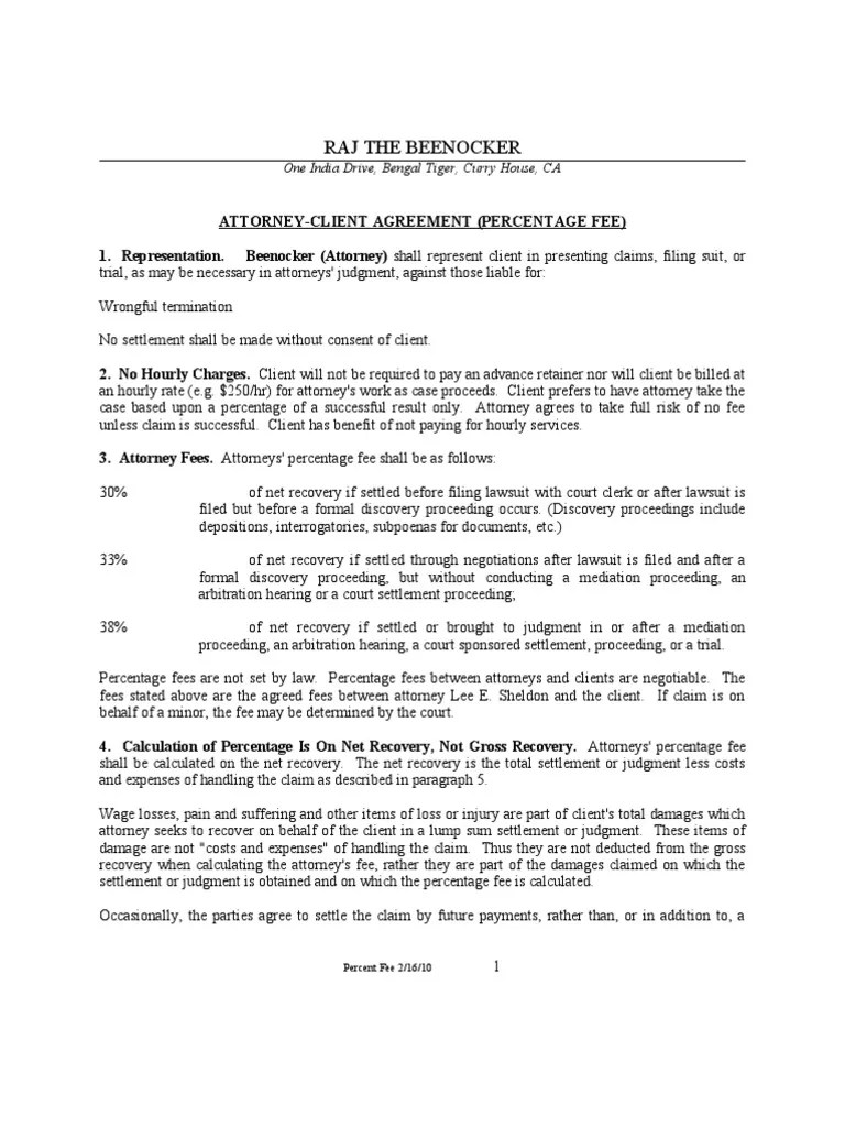 Contingent Fee Agreement Template Costs In English Law Attorney�s Fee