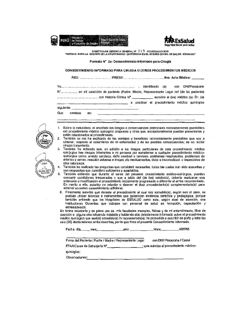 CONSENTIMIENTO INFORMADO Essalud