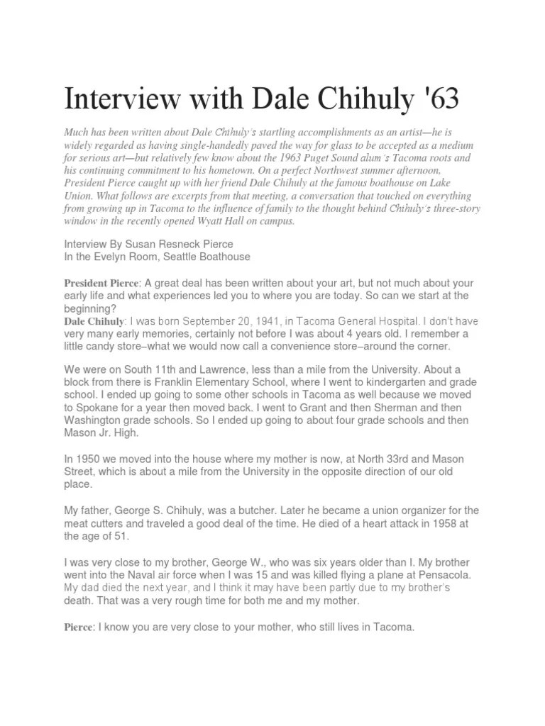 Interview With Dale Chihuly PDF Nature