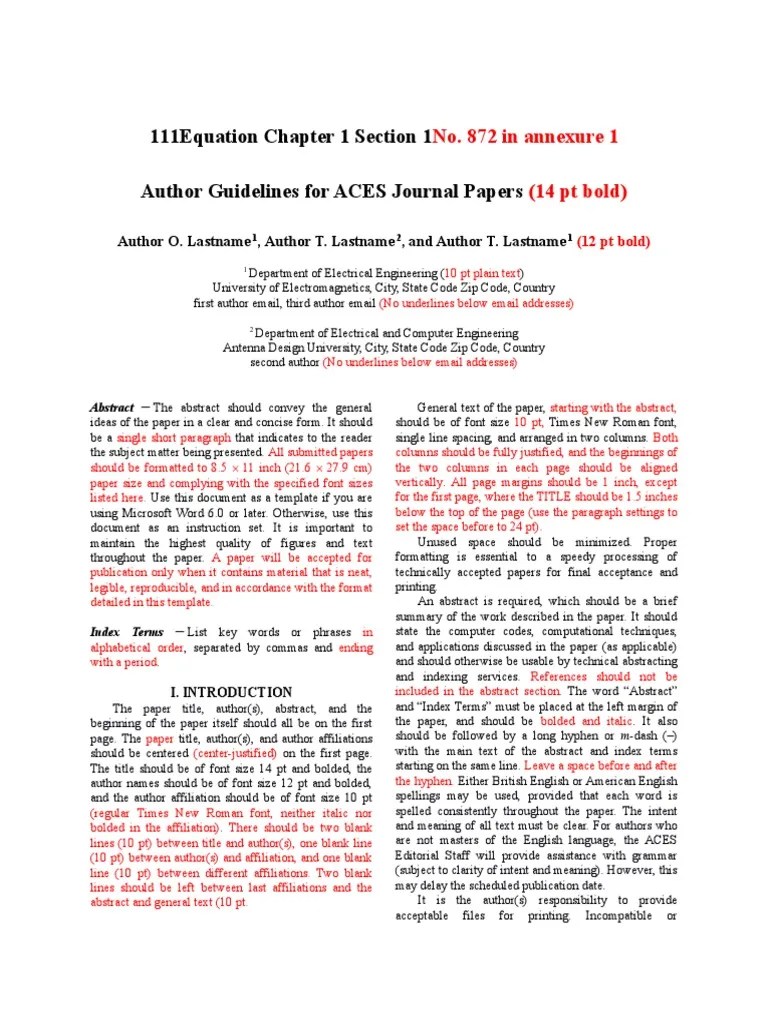 ACES Journal Paper Guidelines May 2015 PDF Typefaces Paragraph