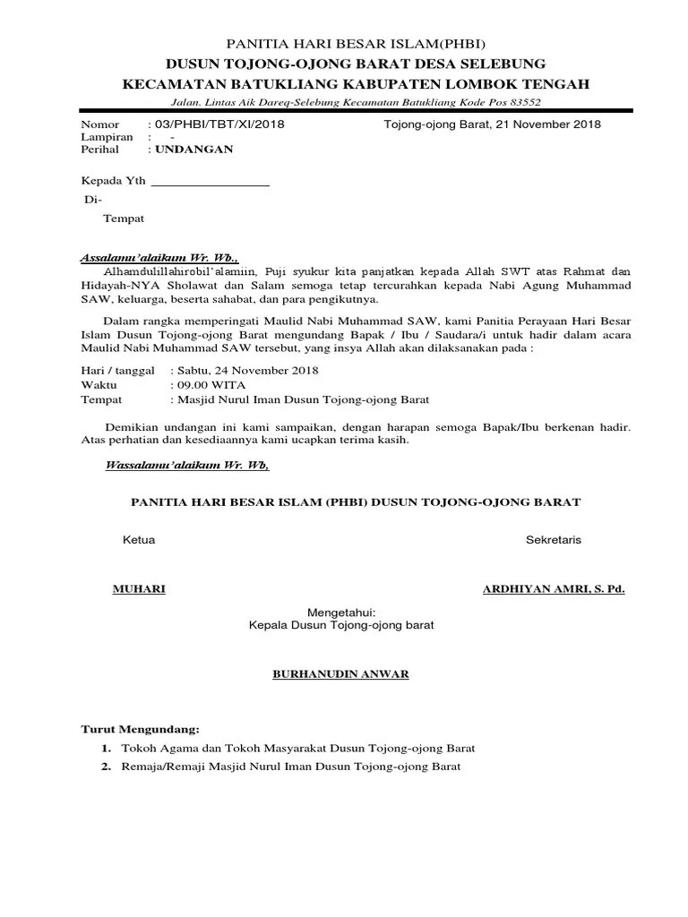 Surat Undangan Maulid Nabi 2018 | Pdf