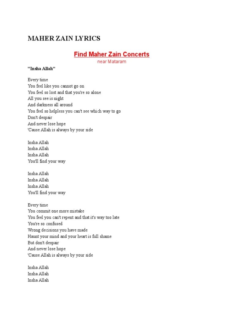 Maher Zain Lyrics | PDF