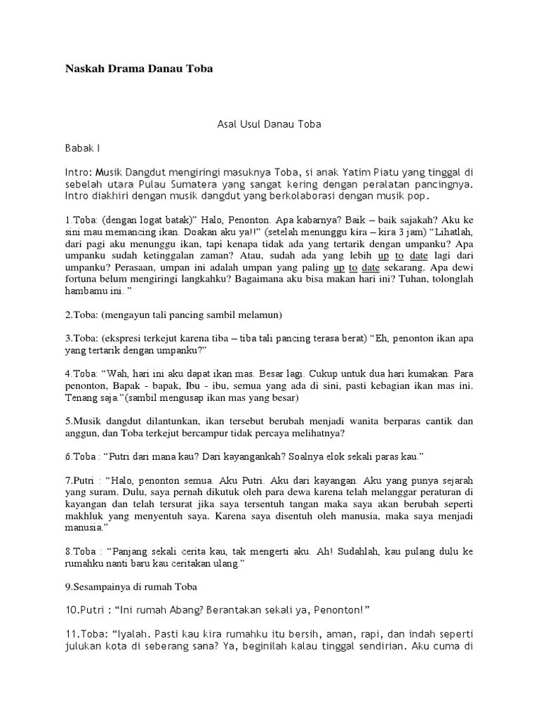 Naskah Drama Danau Toba 4 Orang - DANAU INDAH
