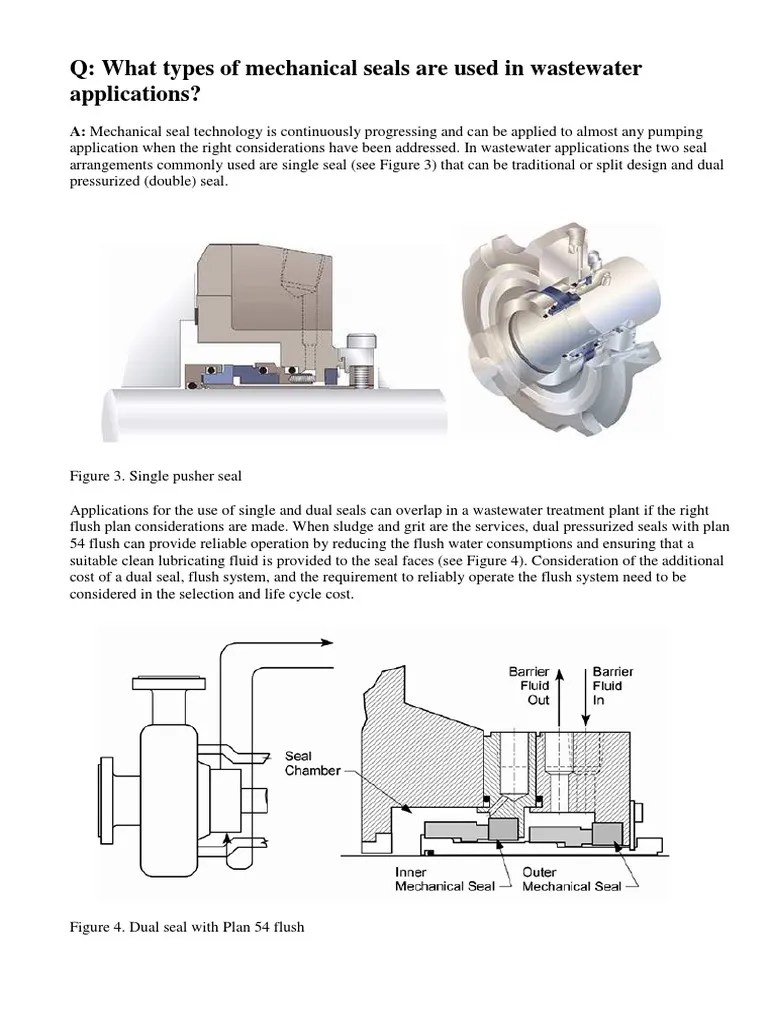 Mechanical Seal Options for Wastewater Applications Comparing Single