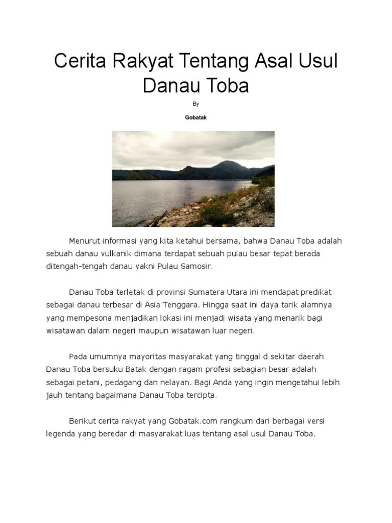 Ringkasan Cerita Danau Toba Singkat DANAU INDAH