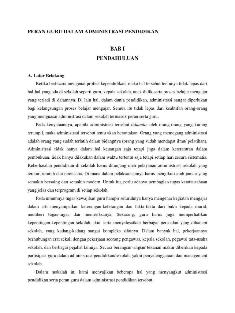 Peran Guru Dalam Administrasi Pendidikan | PDF