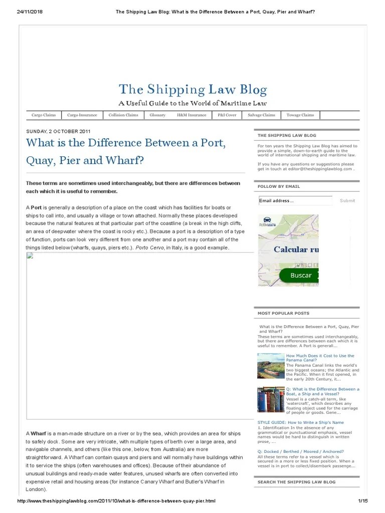 The Shipping Law Blog What Is The Difference Between A Port, Quay, Pier and Wharf PDF