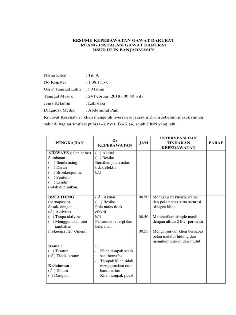 Resume IGD Ulin - Abdominal Pain | PDF