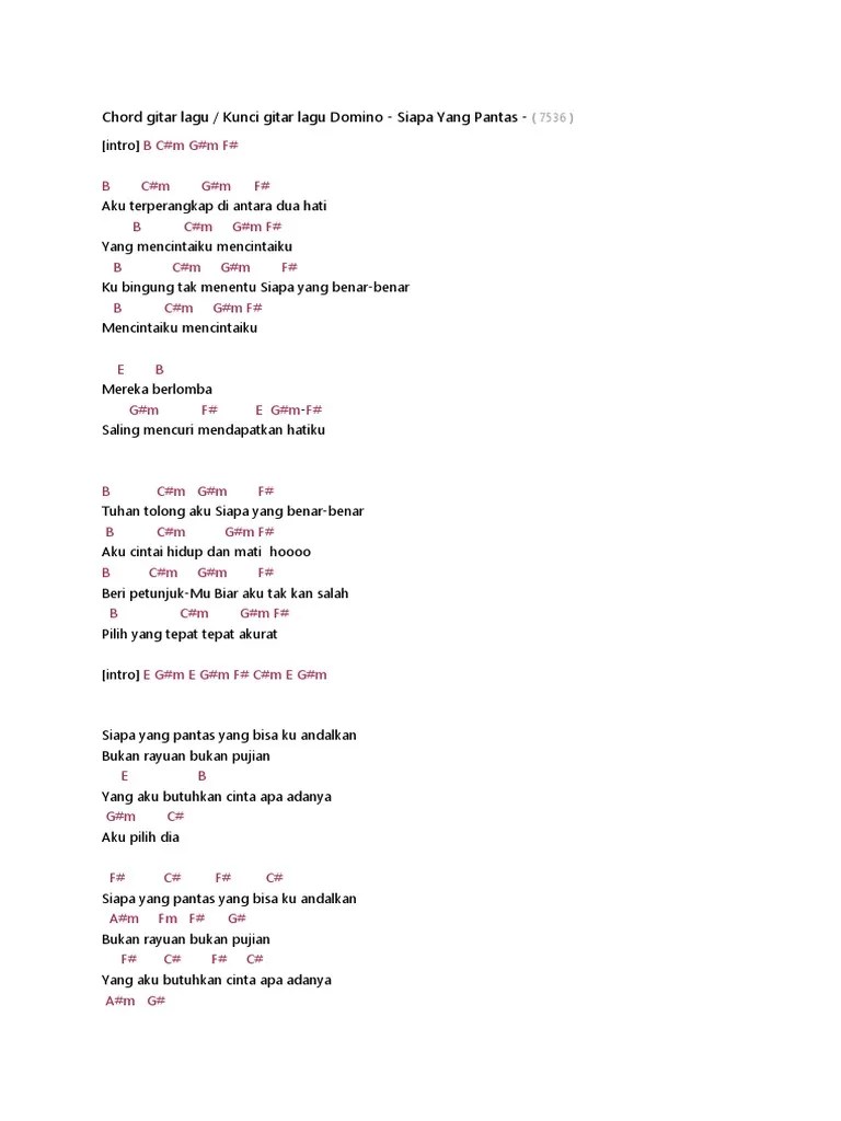 Chord Gitar Lagu Domino Siapa Yang Pantas | PDF