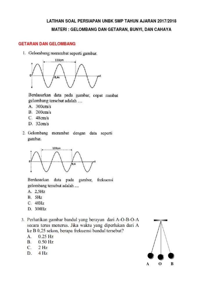 Latihan Soal Getaran &amp; Gelombang, Bunyi, Dan Cahaya | PDF