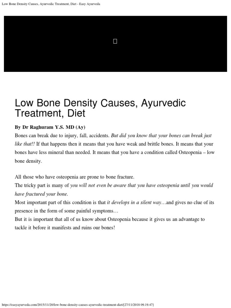 Low Bone Density Causes, Ayurvedic Treatment, Diet Easy Ayurveda