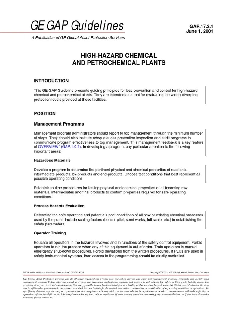 GE GAP Guidelines HighHazard Chemical and Petrochemical Plants PDF