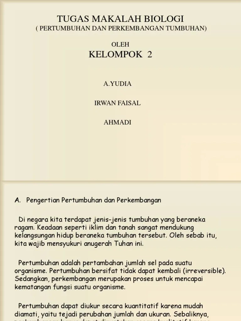 Power Poin Makalah Pertumbuhan Dan Perkembangan Tumbuhan | PDF