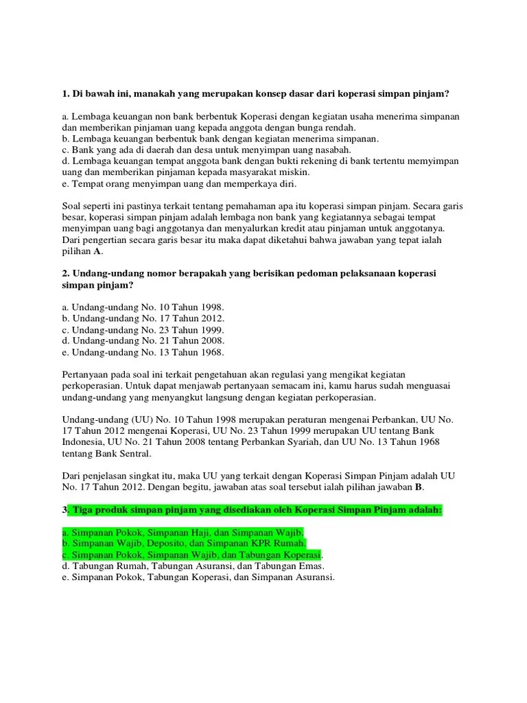 Soal Koperasi Simpan Pinjam