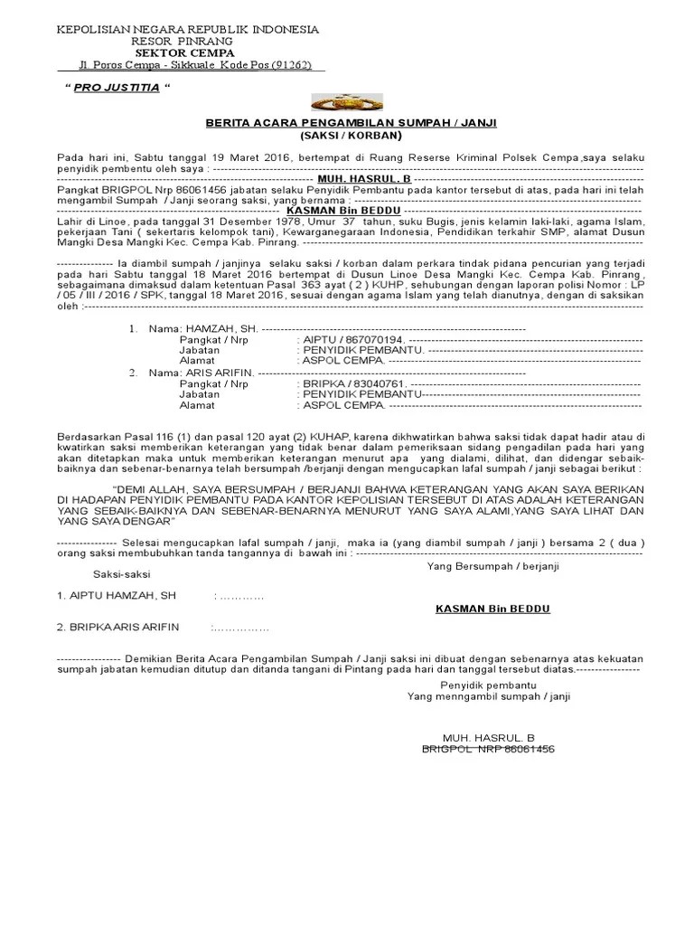 Ba - Sumpah &amp; Janji Saksi | PDF