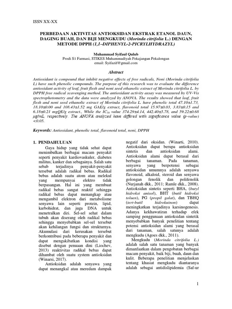 Jurnal antioksidan mengkudu