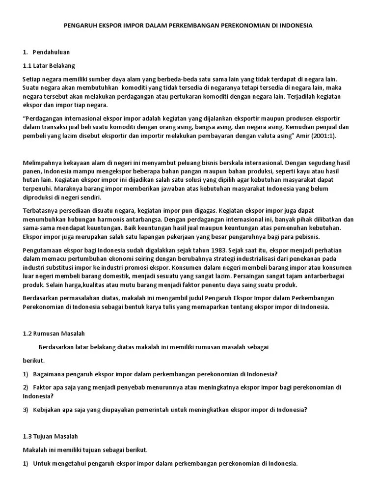 Makalah Ekonomi Internasional Tentang Ekspor Impor