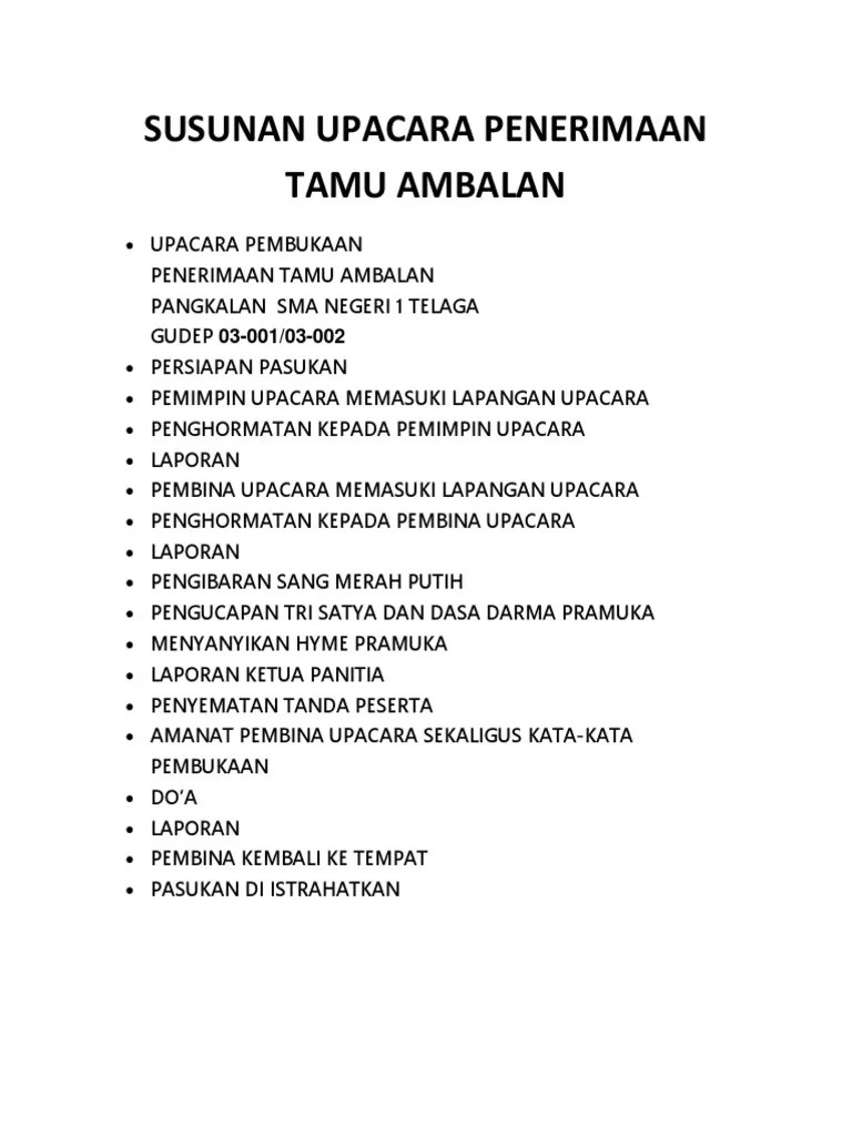 Susunan Upacara Penerimaan Tamu Ambalan | PDF