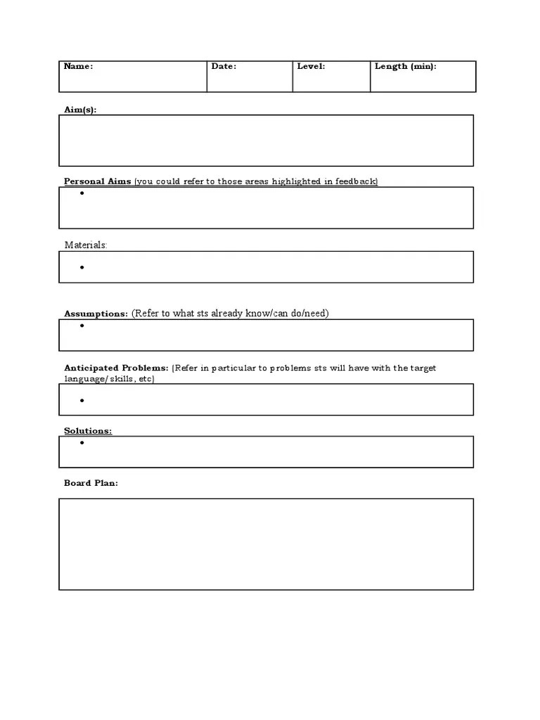 Lesson Plan Template PPP PDF